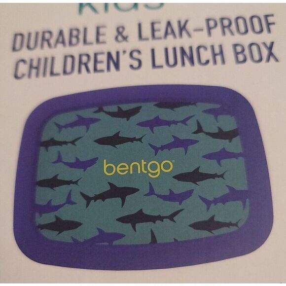Bentgo Kids Lunch Box Bento-Styled Durable & Leak Proof Sharks NEW Blue Ages 3-7 - Picture 3 of 8